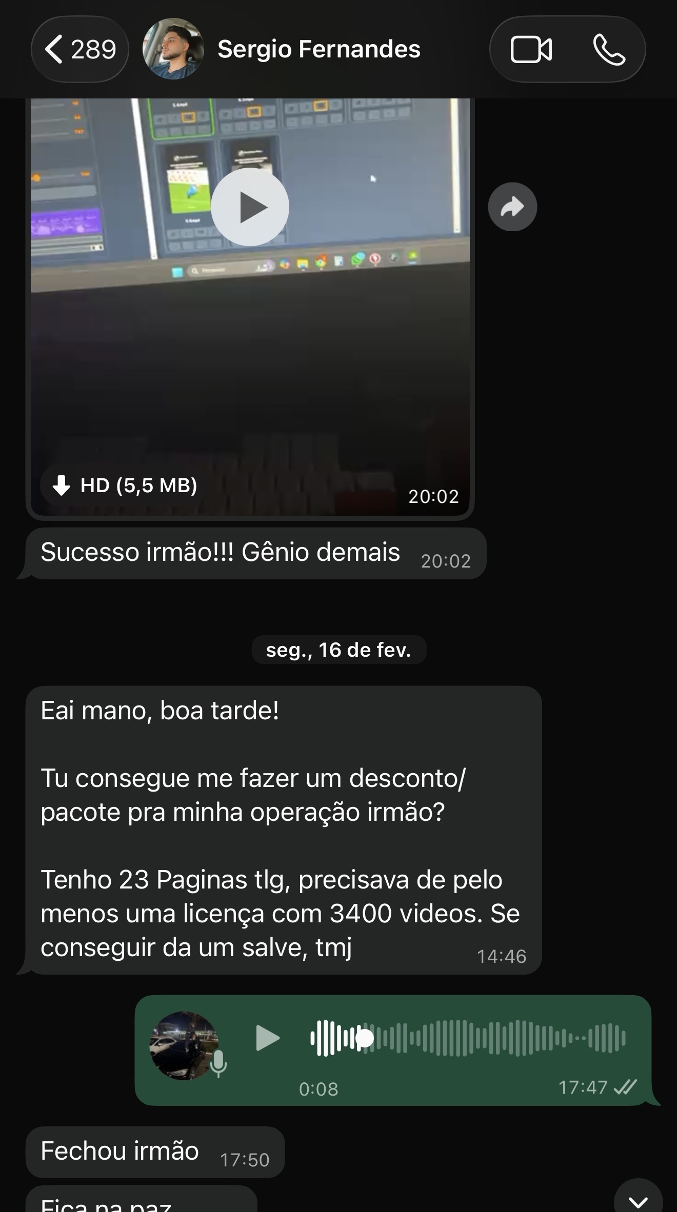 Depoimento WhatsApp